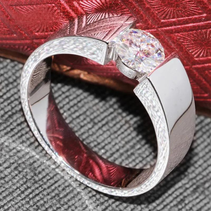 Senden Sie ein Silberzertifikat. YHAMNI Ring aus 100 % echtem, reinem 925er-Silber, 6 mm, SONA CZ-Diamant, Verlobungsring, Ehering, Schmuck für Männer, DR10257h
