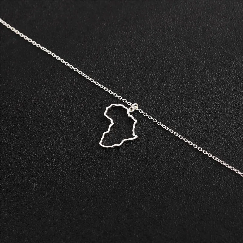 Gold Silver African Map Charm Chain Necklace Ireland Israel France American Austrila Nigeria Syria Barbados Puerto Rico Country Wo220q