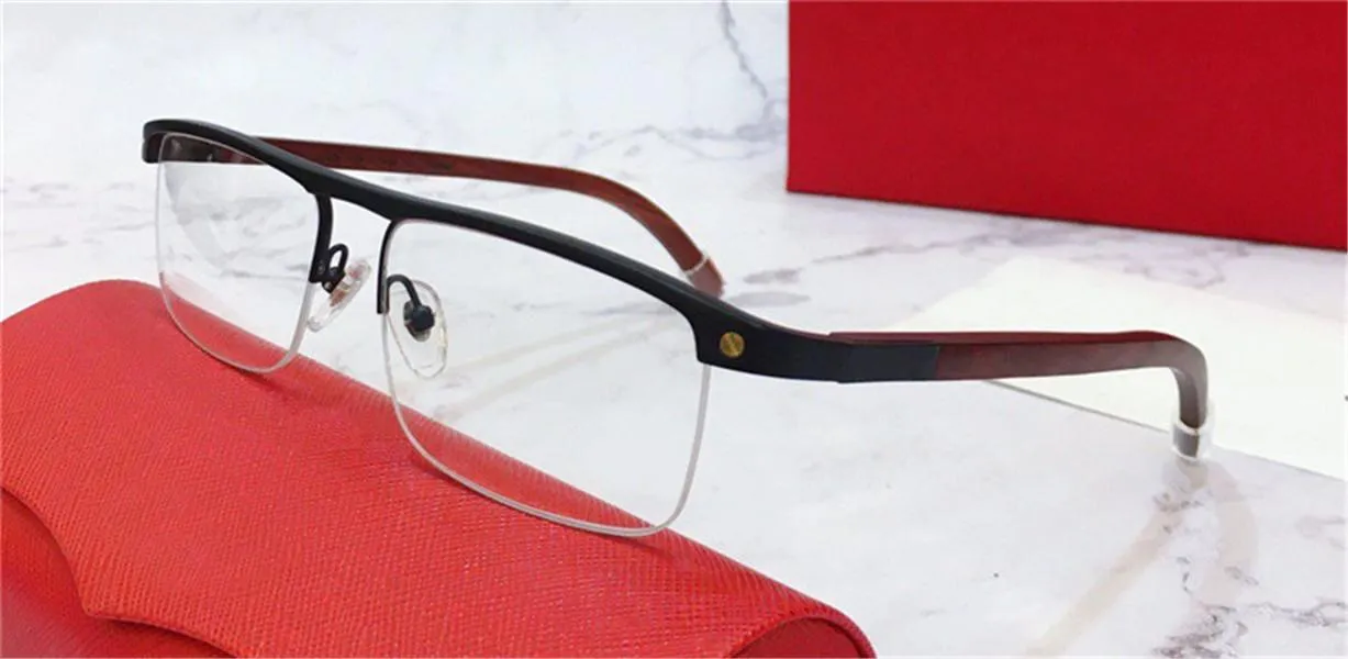 メガネの販売ハーフフレームメタルフレーム木製脚光学メガネメンクラシックビジネスモデル8200980260Q