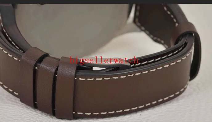 Herren-Sportuhren, 42 mm, Big Montre d' Aviateur, schwarzes Zifferblatt, 510401, Automatik-Herrenuhr, silbernes Gehäuse, Lederarmband Hig272B