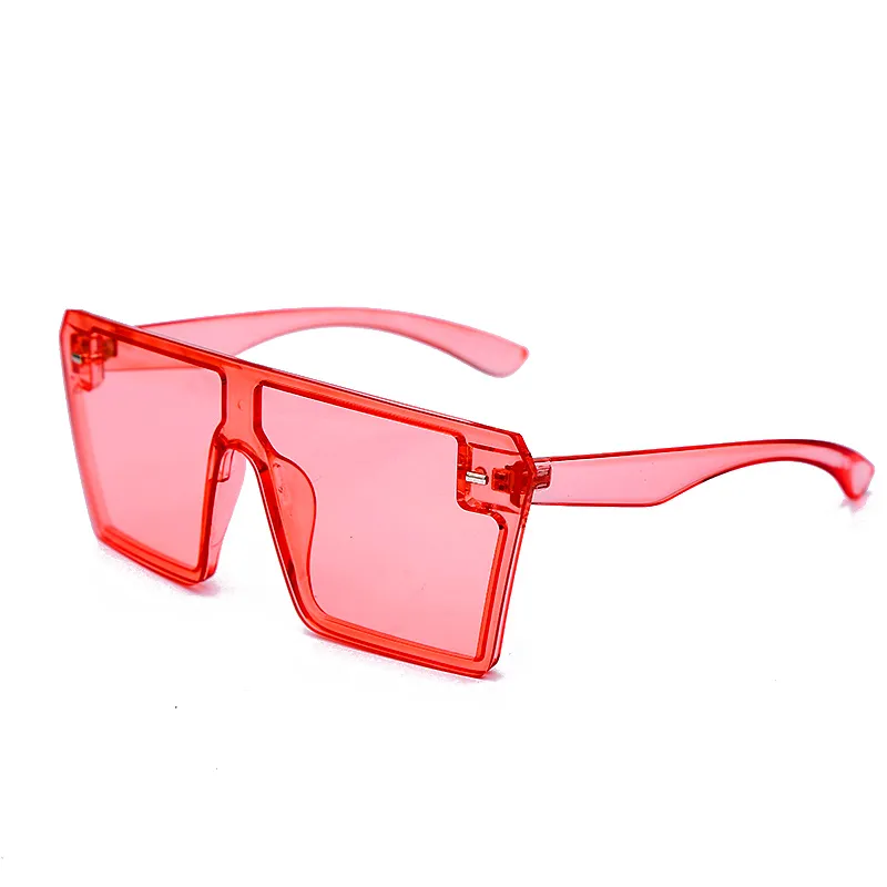 Oversized vierkante zonnebrillen vrouwen mode platte top kleurrijke heldere lens zonnebril vintage heren gafas glazen234Q