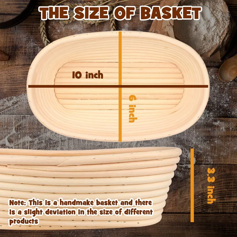 25 см 10 дюймов овальная корзина для расстойки хлеба, льняная подкладка для теста на закваске, резак для хлеба, кисточка для хромого хлеба для Professional7067402