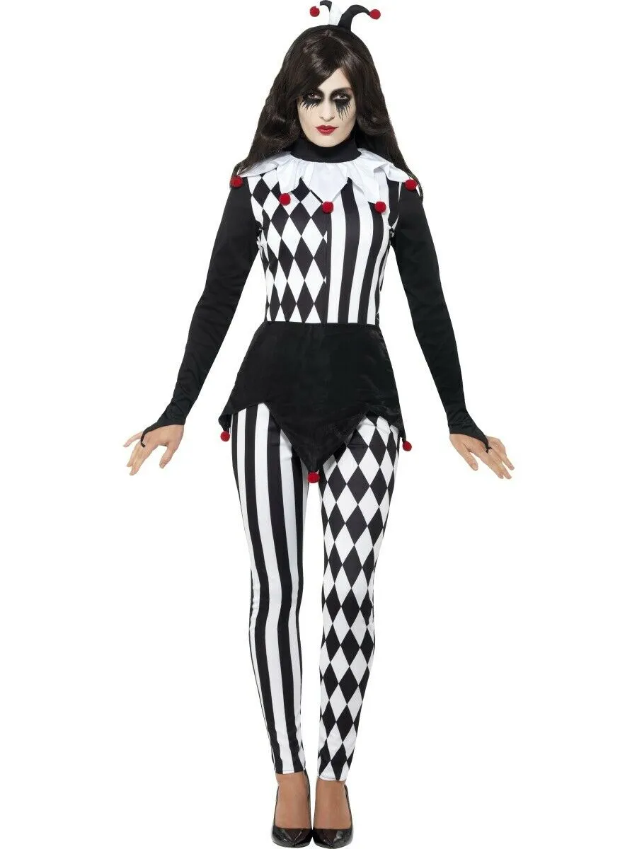 Dames Nar Halloween Kostuum Volwassenen Harlekijn Clown Fancy Dress Dames Outfit SM1898 MLXL200k