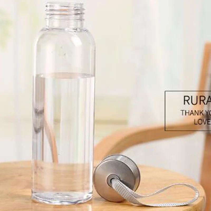 Nouveaux sports extérieurs bouteilles d'eau portables en plastique transparent transparent des déplacements de fuite rond transport pour la bouteille d'eau drinkware254m