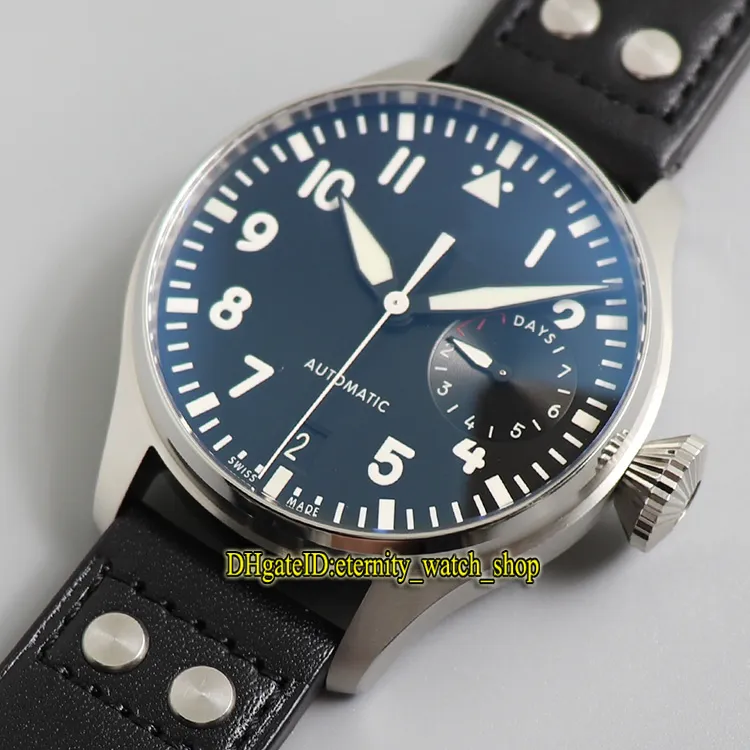 Najlepsza wersja ZFF Big Pilot 502001 Ceramic Case 7 -Day Power Reserve Black Dial Cal 51111 Automatyczne IW502003 Męskie zegarek skórzany Sport231g