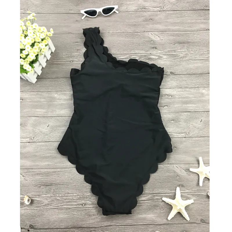 2019 maiô preto bandagem vintage um ombro swimsut uma peça maiô feminino monokini fatos de banho women21634495575