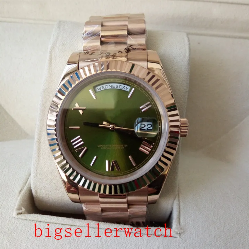 Luxury High Quality Day Date President 40mm Day Date President 228235 Green Roman Dial 18K Rose Gold 2183Movement Automatic Mens W287M
