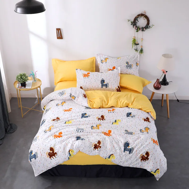 Conjunto geométrico de cama de inverno Flanela lã de lã de poço de edredão Home Conjunto de de roupas de cama quentes de roupas de cama pastoral Cama estrela