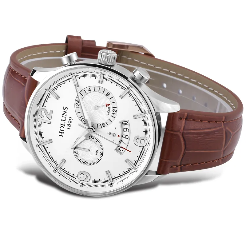 Роскошные часы 22 мм, большой 24-часовой циферблат, кварцевые часы, мужские наручные часы, водонепроницаемые часы для мужчин F2634
