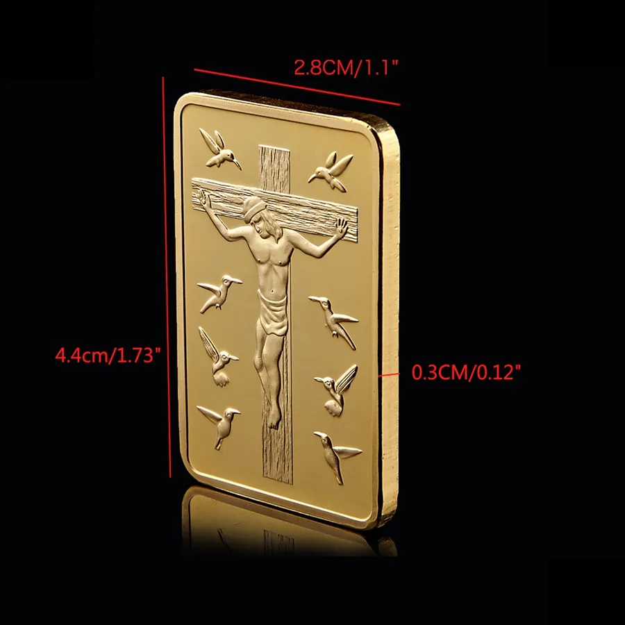 lot Jesus Christ 10 Geboden Bullion Bar Craft 24k Gold Compated Challenge Coin6616729