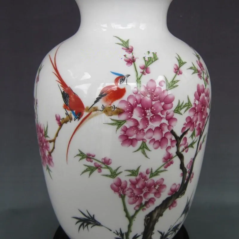 vaso di zucca di cera in porcellana di porcellana con fiori di pesco, decorazione la casa, anatra mandarina sotto il vaso di fiori di loto, decorazione mesa2780