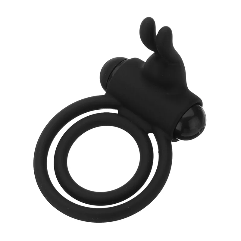 Meselo Double Ring For Men Penis Vibrator Stimulate Clitoris Silicone Rabbit Ears Vibrating Cockring Time Delay Sex Toys For Men Y19062702