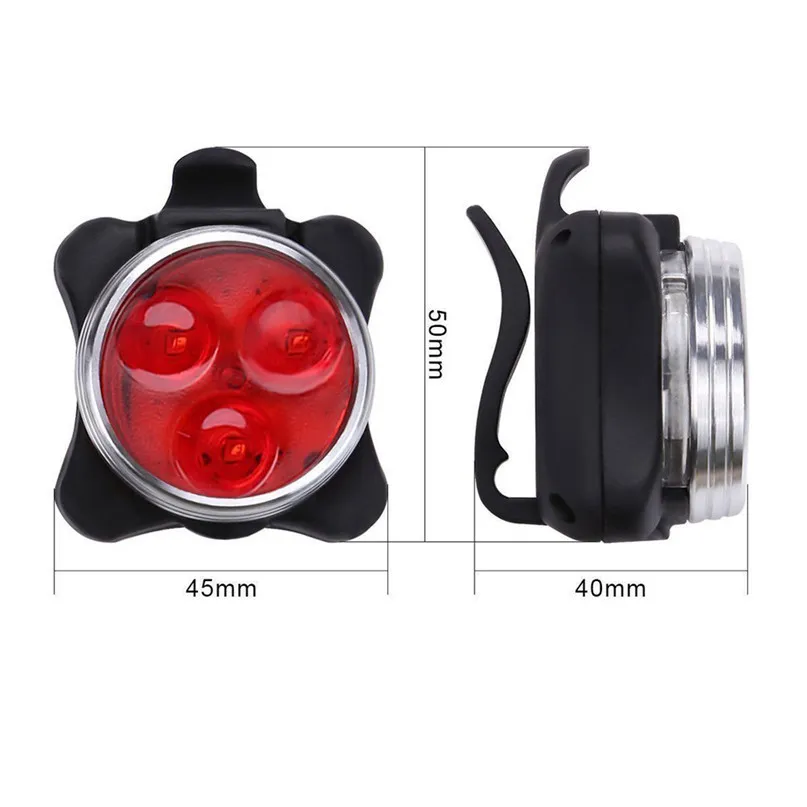 1 Pair USB Rechargeable Bike Light Set Super Bright Front Headlight and Free Rear LED Bicycle Light Safety Warning #2A28 (3)