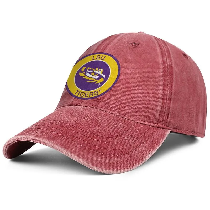 LSU Tigers okrągłe logo unisex dżins baseball czapka dopasowana spersonalizowana spersonalizowana Uniquel Hats Football Basketball Core Logo Gold8333864
