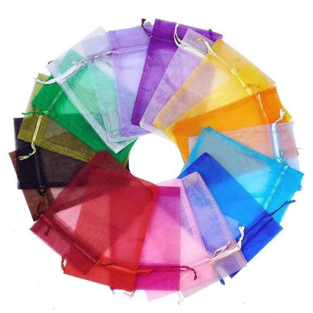 Sheer Drawstring Organza Bag Transparent Organza Pouches Drawstring Mesh Bags For DOOKIES Candy Gift New Year Supplies1317u