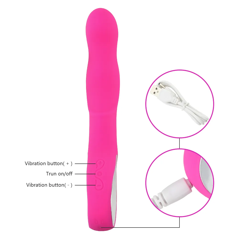 Vibromasseur de masturbation féminine rechargeable USB Clit et point G Orgasme Squirt Masseur AV Bâton vibrant Sex Toy pour femmes Y20063179950