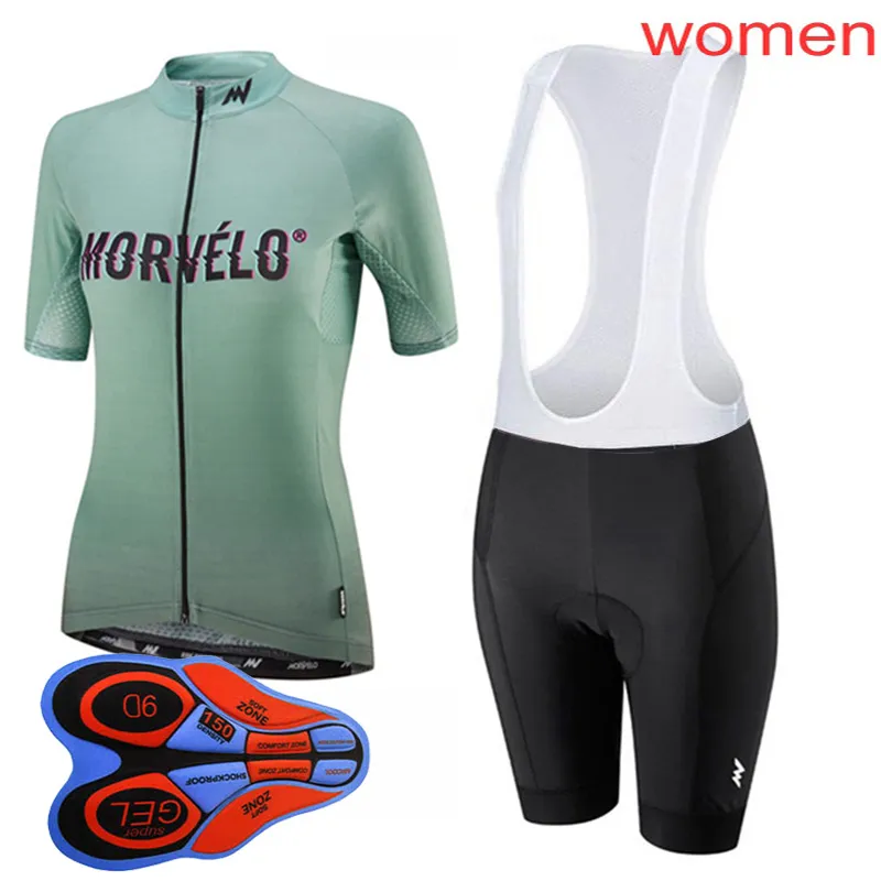 Femmes Morvelo Team Cyclisme Jersey Ensemble Été Respirant À Manches Courtes VTT Vêtements De Vélo Ropa Ciclismo Mujer Vélo Sports Uniforme Y21031813