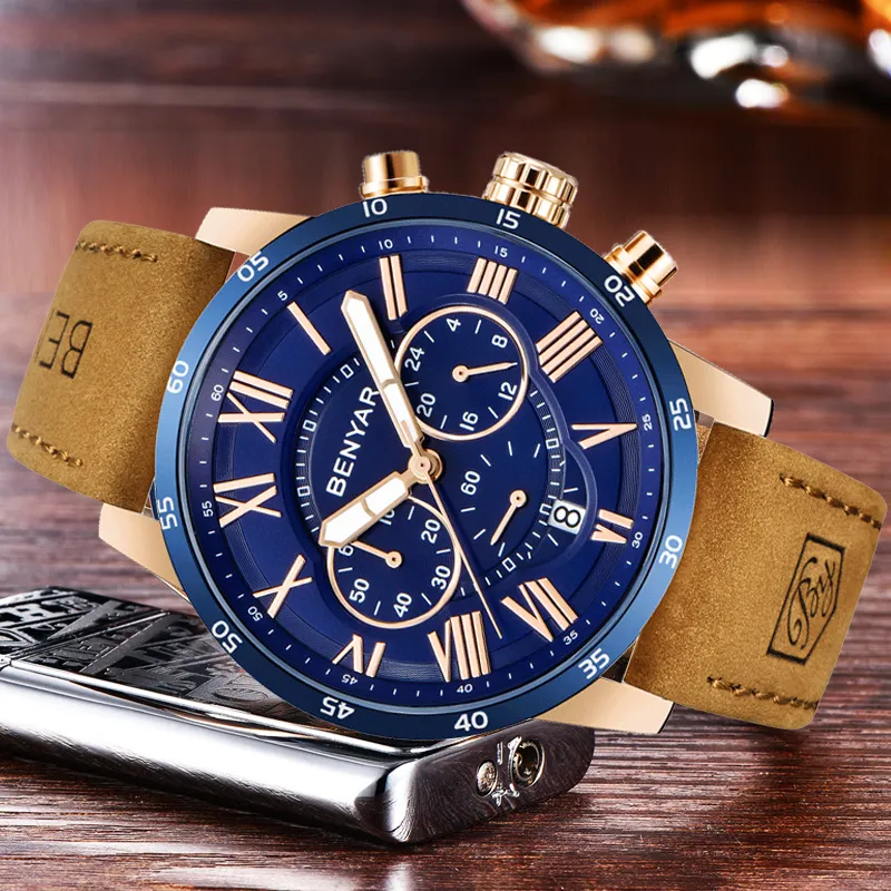 BENYAR moda cronografo sportivo orologi da uomo top brand di lusso impermeabile orologio al quarzo militare orologio Relogio Masculino260l