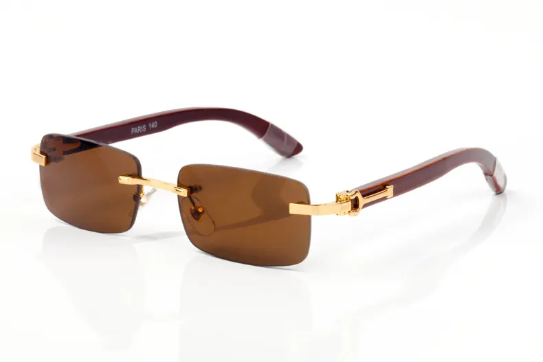 Nouveaux styles de mode sport bois blanc corne de buffle lunettes hommes lunettes de soleil vintage décor en bois bambou jambes cadres viennent avec boîte rouge285D
