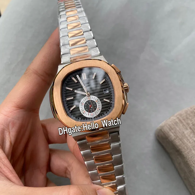 Nieuwe 40,5 mm 5980 5980 1 5980 1A D-Blue Dial Aziatische automatische herenhorloge Two Tone Rose Gold Steel Band Sport PPHW Horloges Hallo watch280Q