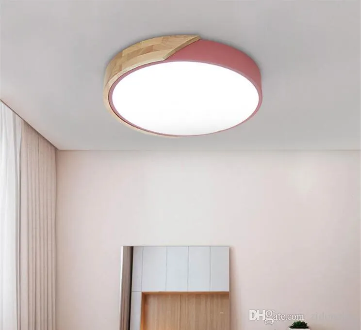 マルチカラーモダンLED天井灯スーパーシン5cmリビングルームベッドルームのキッチン照明デバイス用の5cmソリッドウッド天井ランプ251D
