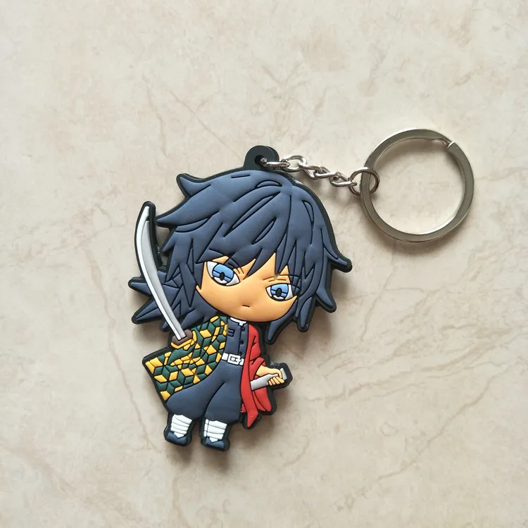 Keychains Anime Demon Slayer Kimetsu No Yaiba Keychain Double-Side Key Chain Car Bag Pendant Figure Keyring Mix Wholesa3569