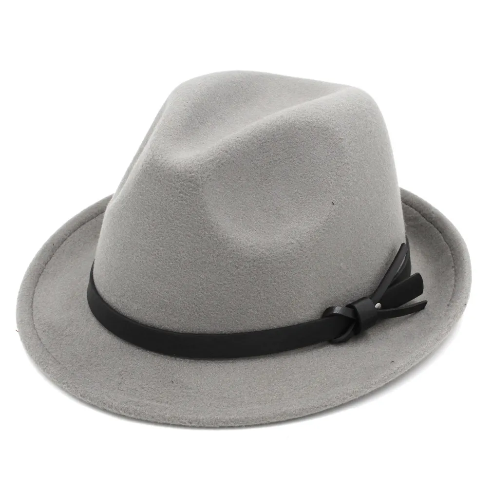 Unisex New Fashion 펠트 재즈 모자 클래식 탑 모자 남성 여성 우아한 단단한 Sunhat 뻣뻣한 브림 Fedora 세련된 트리비 트 갱단 Gangst4477173