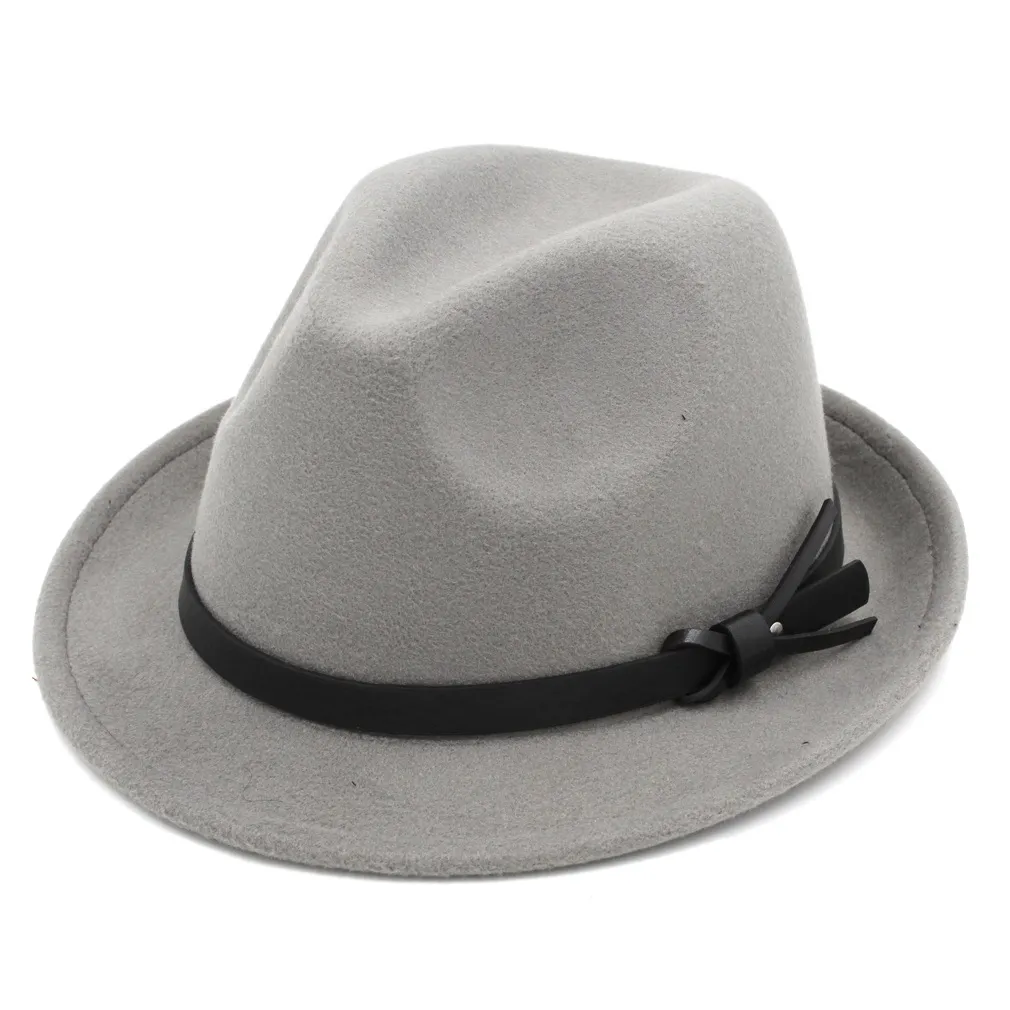 Unisex ny mode filt jazz hattar klassiska topp hattar män kvinnor elegant solid sunhat styv brim fedora elegant trilby gangst6626404