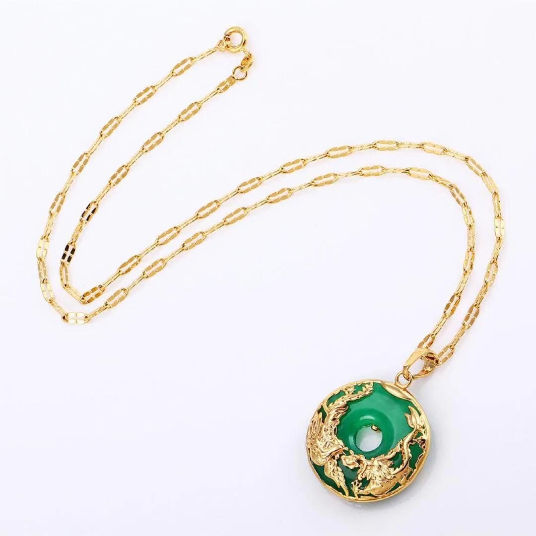14k Gold Halskette Smaragdanhänger für weibliche Luxus Colgante de 925 Mujer Green Jade Emerald Anhänger Topaz Gemstone Halsketten CX27881291