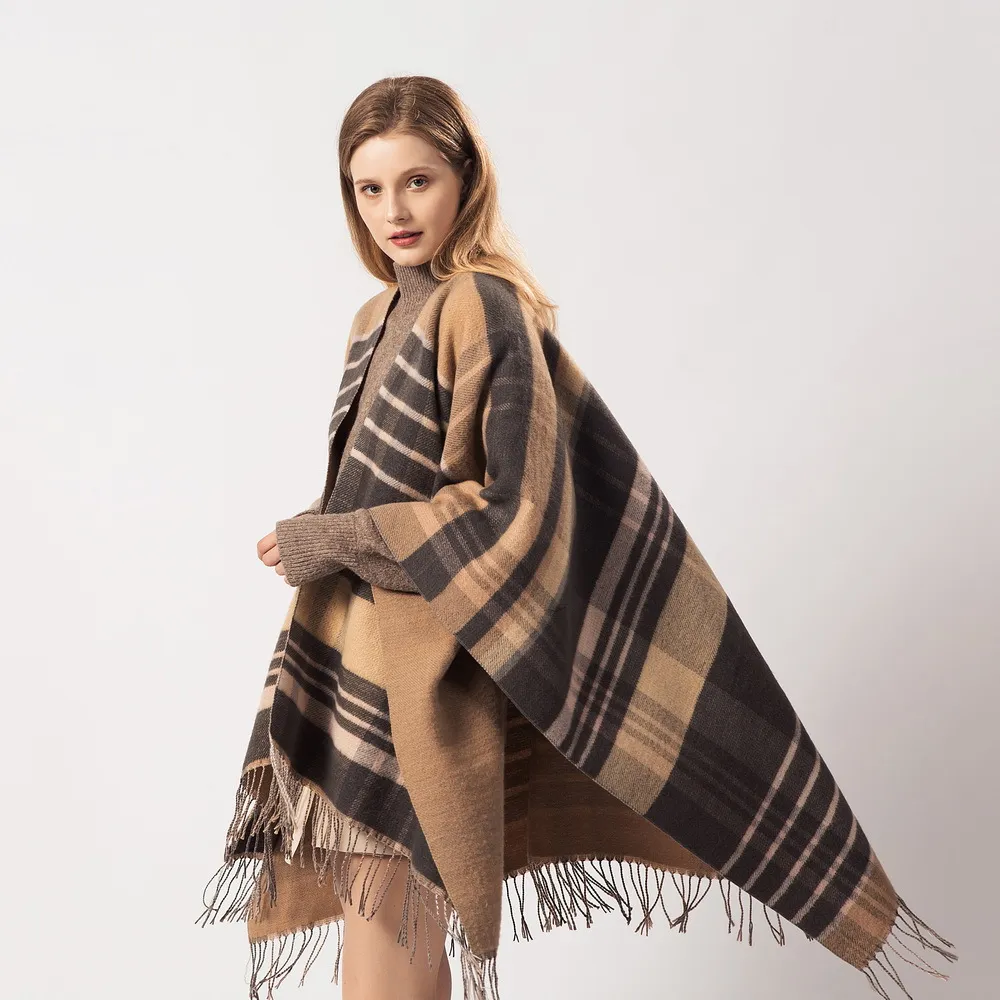 Whole-2019 New Brand Cashmere Winter Warm Scarves Women Elegant Cardigant Shawl Wrap Blanket Sweater Open Front Poncho Cape265Y