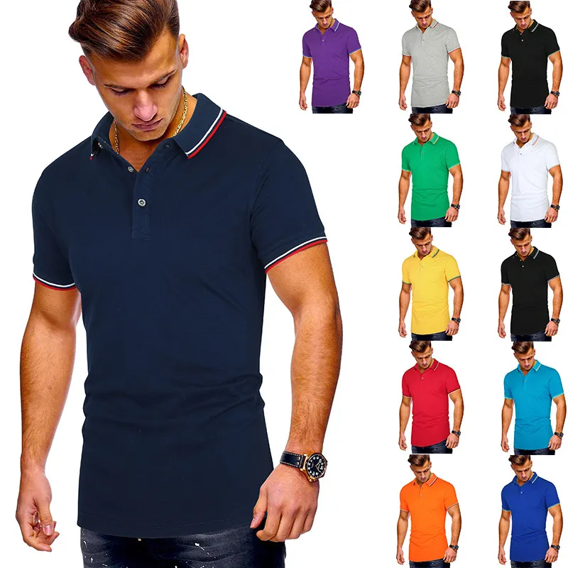 2020 спортивная летняя новая мужская разноцветная футболка с вырезом на манжетах в полоску, мужская повседневная футболка Polo278j с короткими рукавами