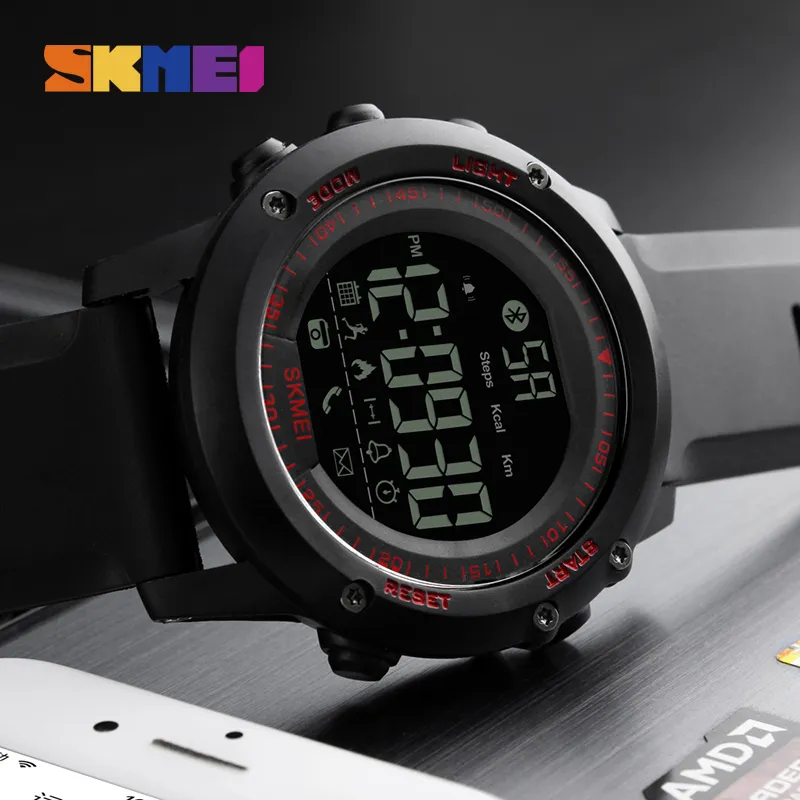 Skmei Smartwatch Hombre Mens Bluetooth Camara Control Wristwatch Men Smart Digital Sport Watches Clock Reloj Hombre 1321258V