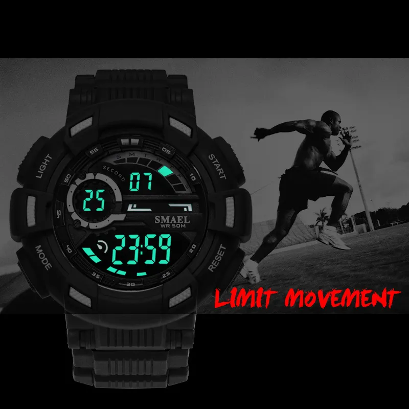 Smael Sport Watch Watch The Camouflage Watch Band Smael Men Watch 50M водонепроницаемые Shock Shock Watch Men Led 136239d