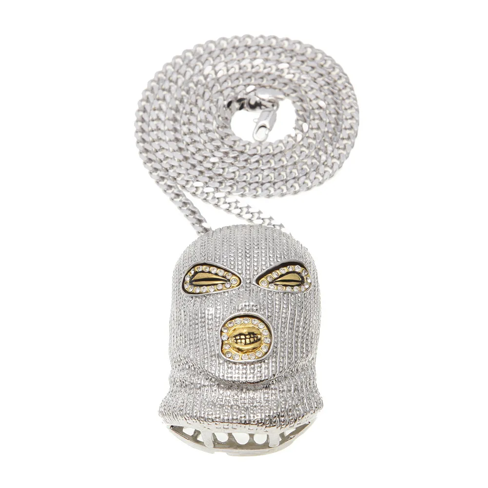 Хип -хоп CSGO Подвесной ожерелье Мужское панк -стиль 18K сплав золотой серебряный серебряный маска подвеска высокого качества кубинская цепь2229