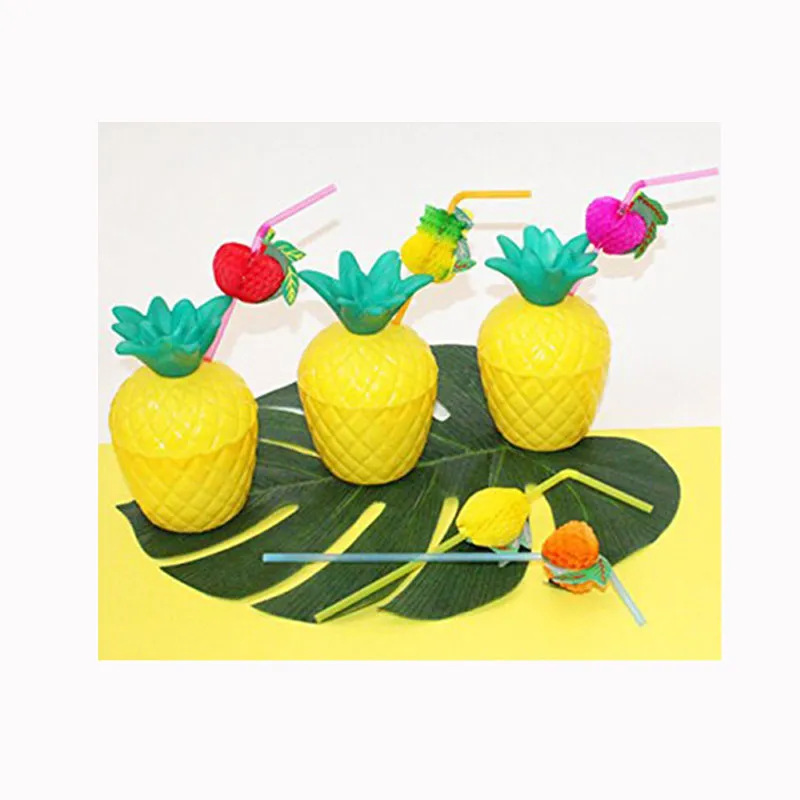 12 Stuks Veel Plastic Ananas Kokosnoot Drinkbeker Fruitvorm Sap Party Cups Hawaii Luau Verjaardag Zomer Strand Zwembad Party decor214A