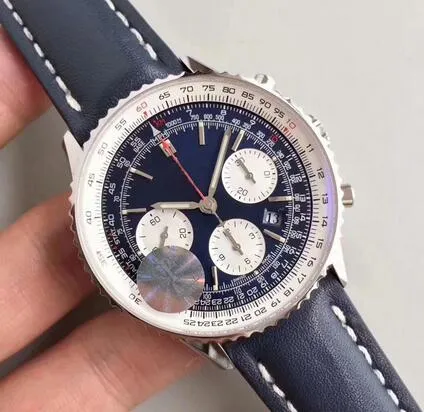 2019 Nowy klasyczny moda nowy styl Brei Quartz Watches Black Dial Chronograph 1884 Skórzany zespół sportowy Montre H249c