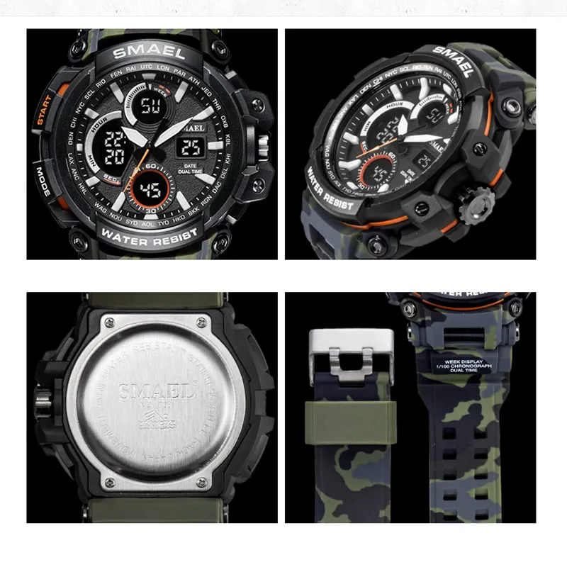 luxury Sport Watches Men Watch Waterproof LED Digital Watch Male Clock Relogio Masculino erkek kol saati 1708B Men Watches263E