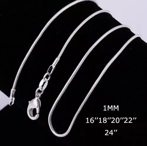 Big Promotions 925 Sterling Silver Swefet Snake Snick Classlace Clasps Clasps Cains Jewelry Size 1mm 16inch --- 24inch295i