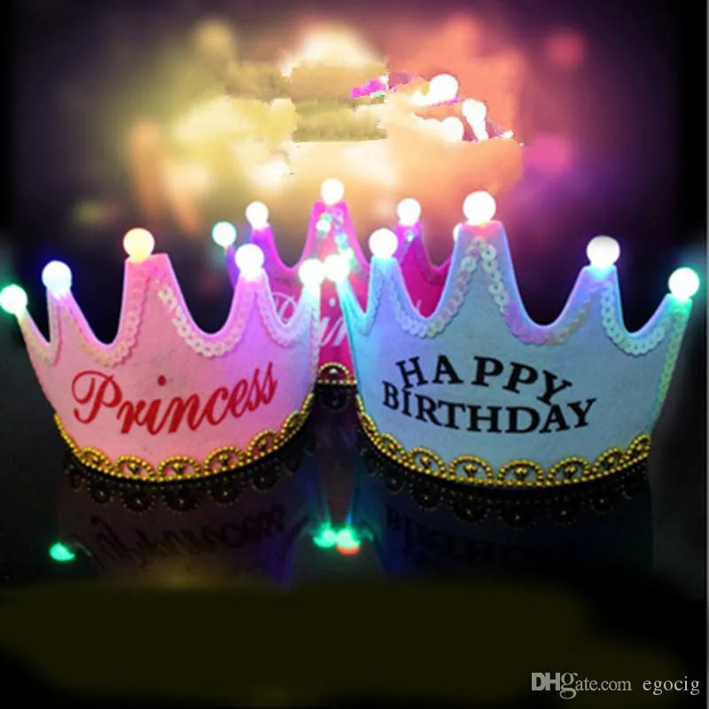 Led Crown Hat Christmas Cosplay King Princess Crown Led Happy Birthday Cap Luminoso Led Christmas Hat Copricapo scintillante colorato 321F