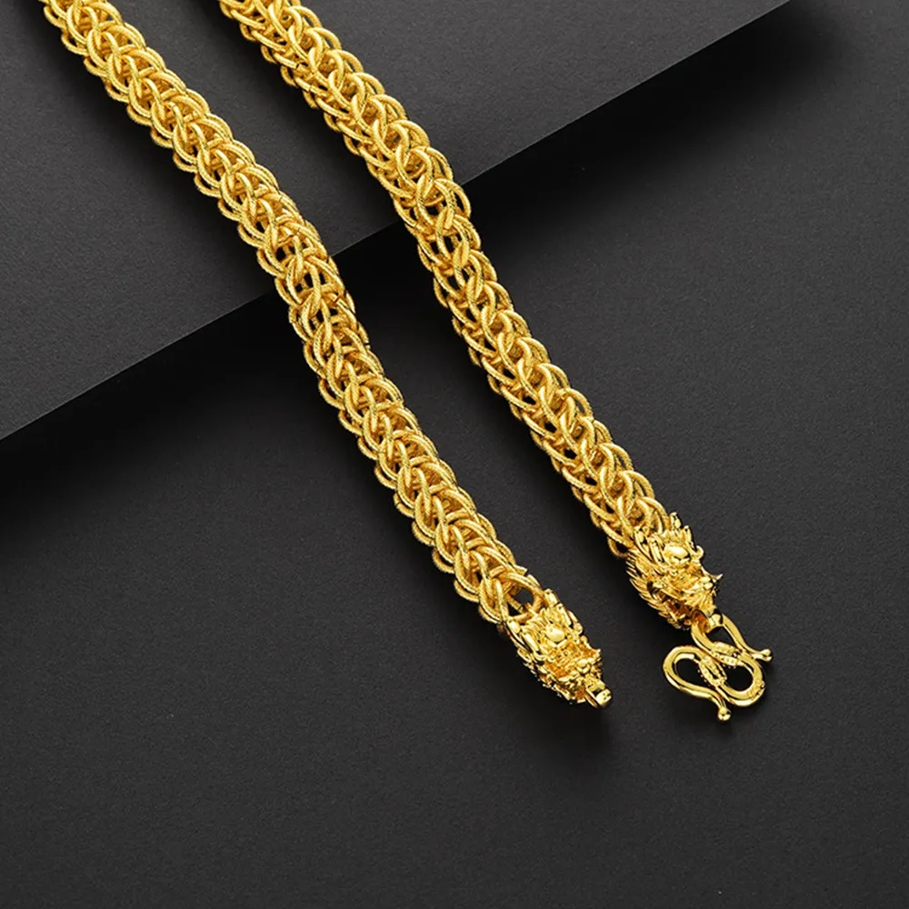 Hip Hop Dicke Kette 18k Gelbgold gefüllt kühle Herren Halskette schwere Kette Geschenk klobiger Schmuck 60 cm lang224y