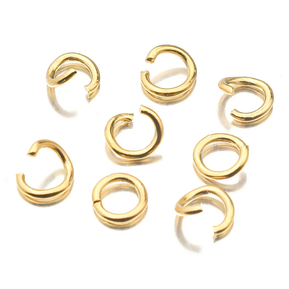 1000 unids / lote Oro Plata Acero Inoxidable Anillos de Salto Abiertos 4 5 6 8 mm Conectores de Anillos Divididos para DIY Ewelry Hallazgos Making244o