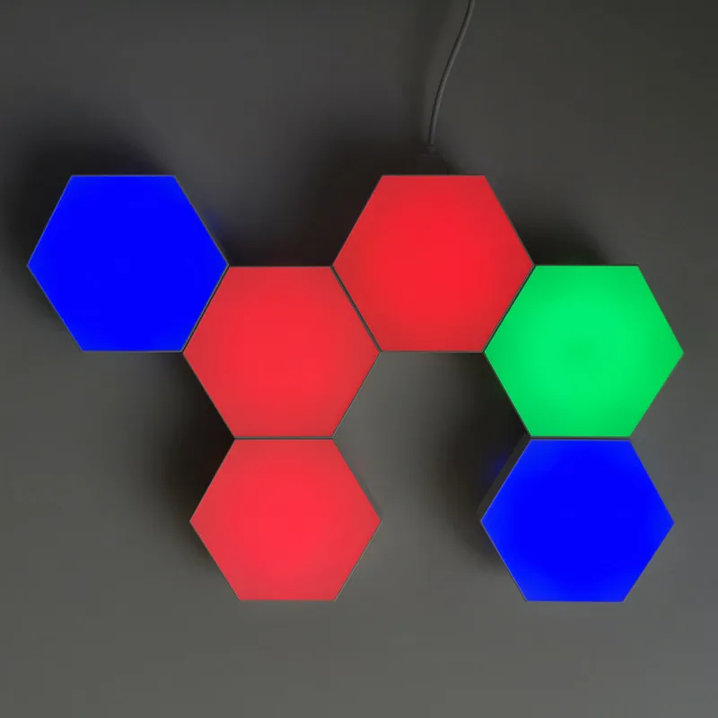 Quantum Lamp Colorful Changeable Touch Sensor Hexagonal Modular DIY USB Night Wall Light remote control268S