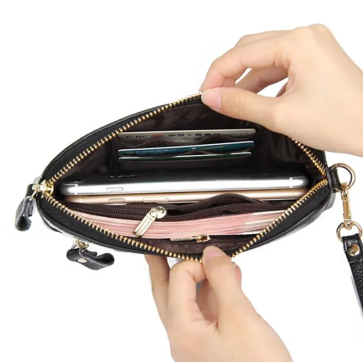 Womens wallet Standard Wallets Wallets Soft cowhide Women billfold Zero purse Small Card bag Whole Long Genuine leather Black 283D