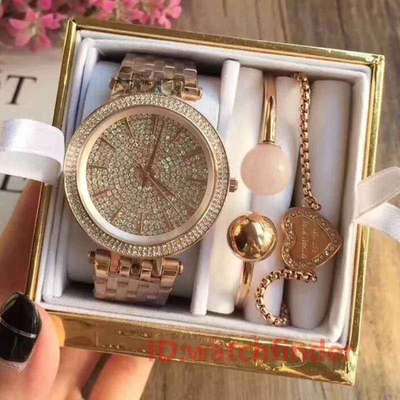 Montre pour femme en or Rose avec diamant glacé M3192 M3190, boîte originale de luxe de styliste, montres Bracelet340S