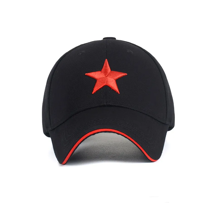 UNISEX Pamuk Beyzbol Kapakları Paydalı Kırmızı Beş Noktalı Yıldız Ayarlanabilir 6 Panel Snapback Gorras Teped Cap Sunshade Hat243b