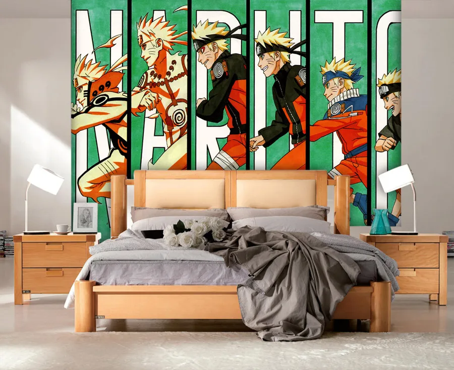 Naruto-Tapete, japanischer Anime, 3D-Wandbild, Kinderzimmer, Jungen-Schlafzimmer, TV-Hintergrund, benutzerdefinierte Cartoon-Tapete, Wohnzimmer, große Wand276V