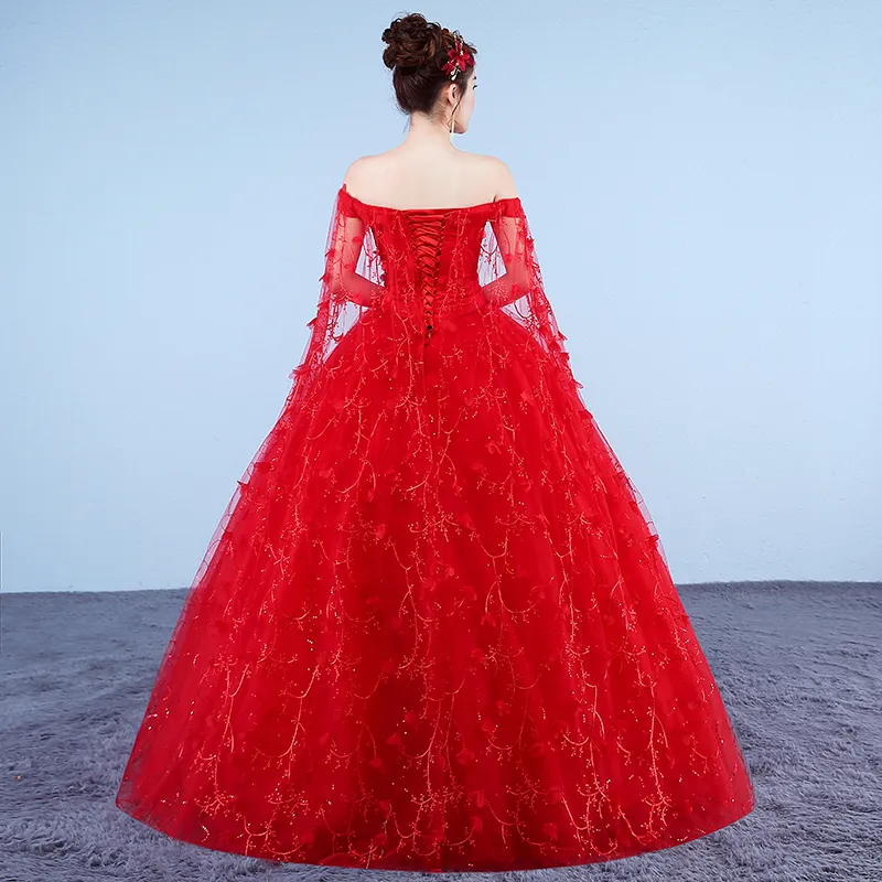 Vestidos de casamento feitos sob encomenda 2020 novo vestido de noiva romântico vermelho plus size querida princesa vestido bordado novia211z