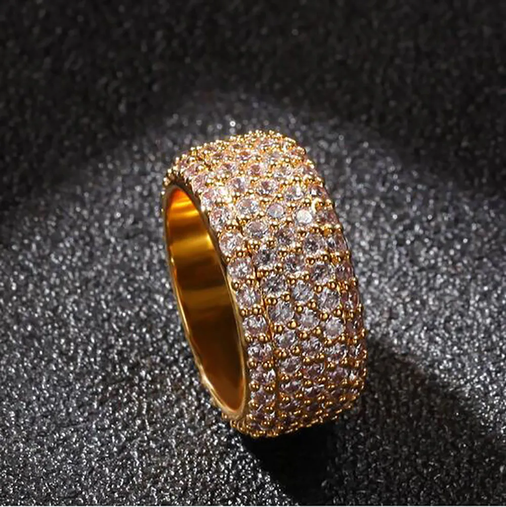 الرجال نساء بلينغ حلقة CZ 360 الخلود Hiphop Ring 18K الذهب مطلي بالزركونيا الدركوني الدجاج الدجاج الخاتم الماس Whos284t