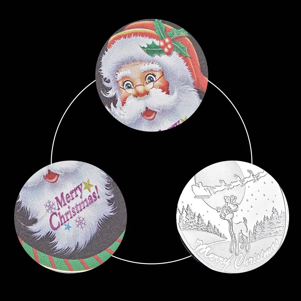 Herdenkingsmunt Craft Merry Christmas Santa Claus Deer Sleigh voor Silver Plated Challenge Badge