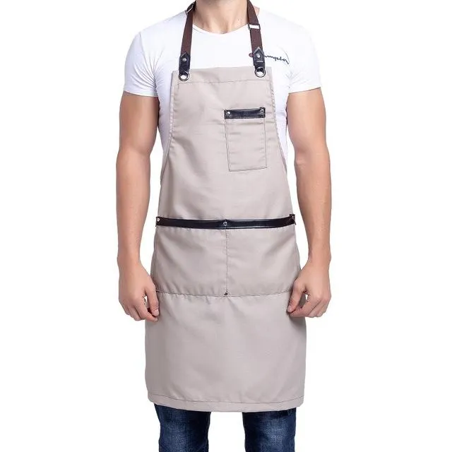 Cooking Canvas Kitchen Förkläde för kvinnliga män Chef Cafe Shop BBQ Förkläden Bakning Restaurang Pinafore Bib256N
